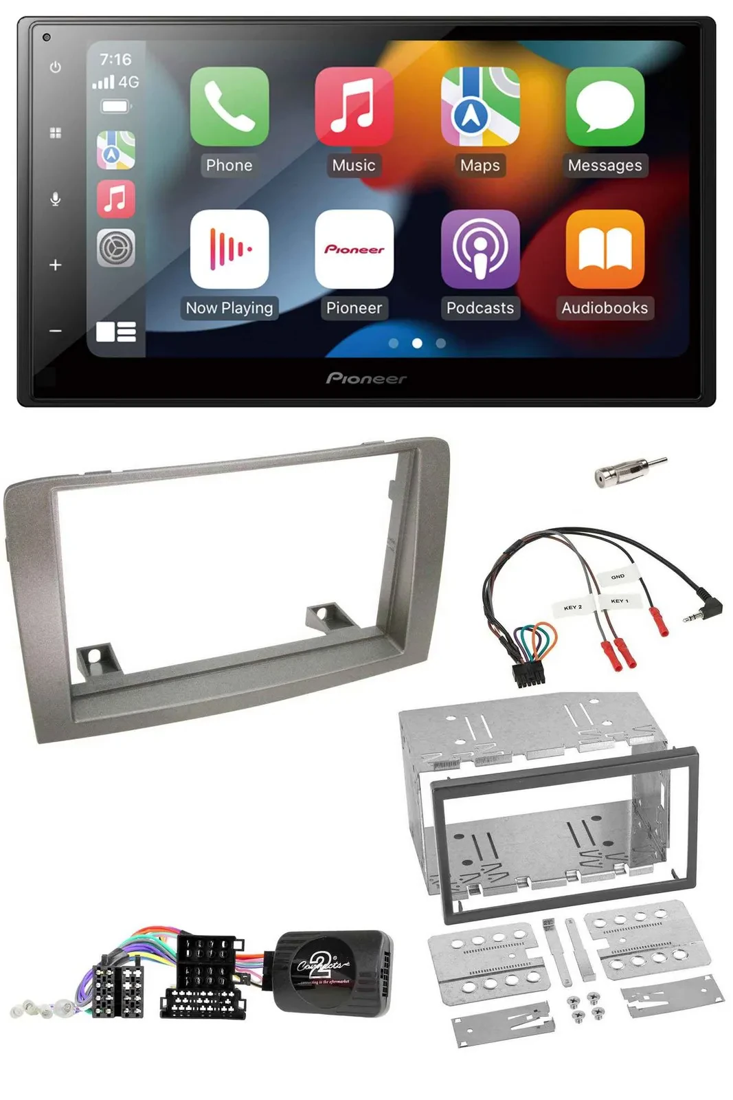 Автомагнитола для Lancia Musa 2004–2012 Pioneer 2DIN DAB Bluetooth USB с поддержкой управления на руле