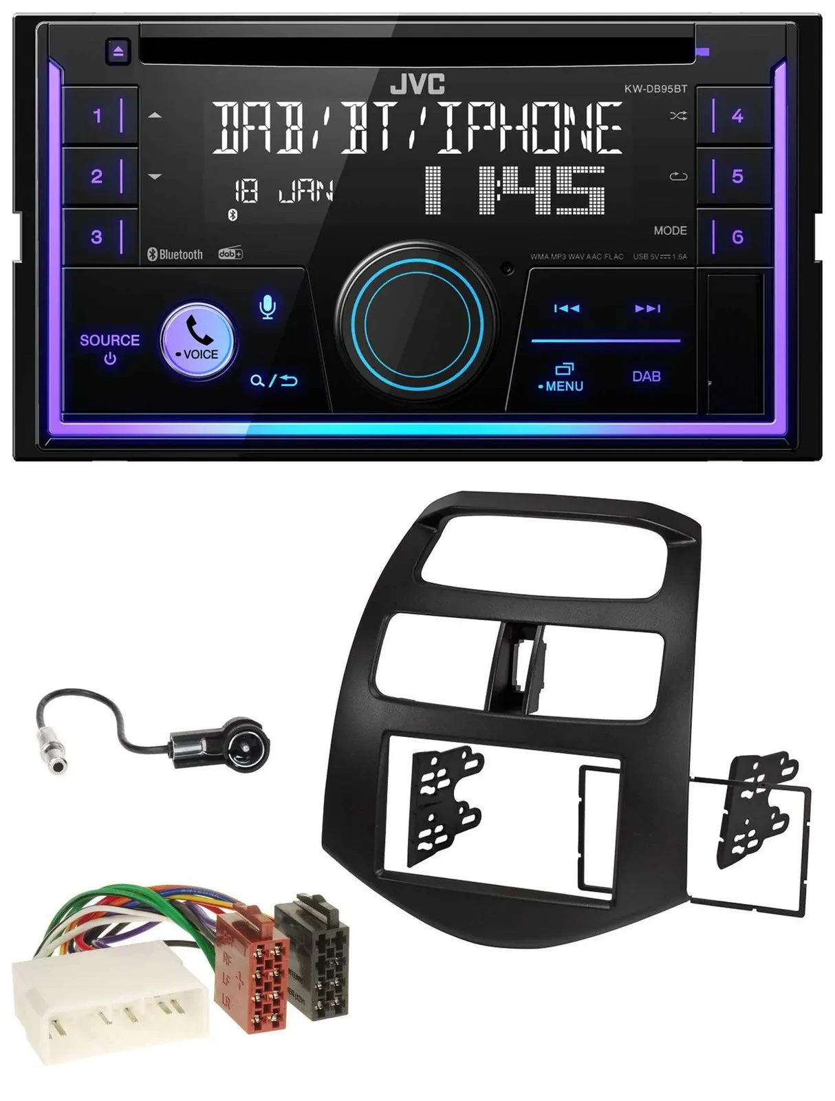 JVC MP3 USB 2DIN DAB Bluetooth CD Autoradio für Chevrolet Spark KLM 2012-2013