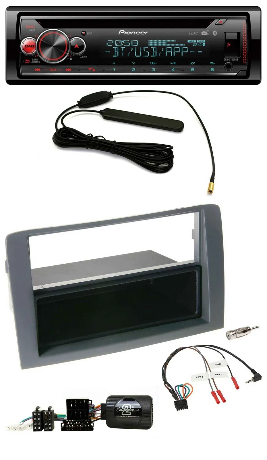 Pioneer USB DAB Lenkrad Bluetooth CD Autoradio für Fiat Idea 2006-2011 grau