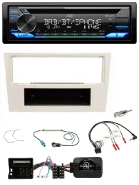 JVC Bluetooth Lenkrad USB DAB CD Autoradio für Opel Corsa D 2006-2008 perl-weiss