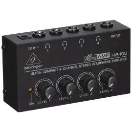 Behringer HA-400 4-Channel Ultra-Compact Stereo Headphone Amplifier, Bundle with