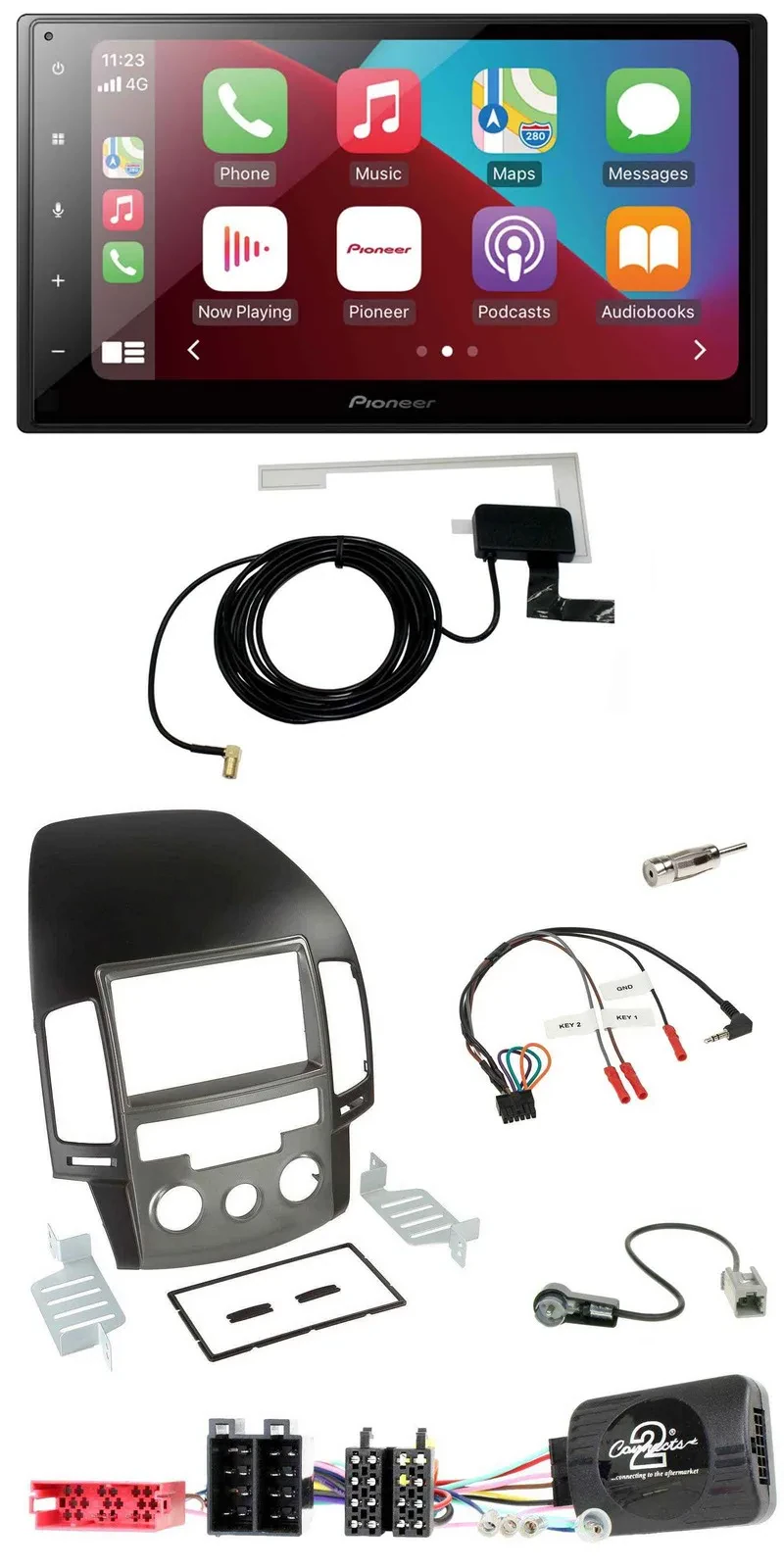 Автомагнитола Pioneer 2DIN USB, Bluetooth, DAB для Hyundai i30 (с 2009), поддержка кнопок на руле