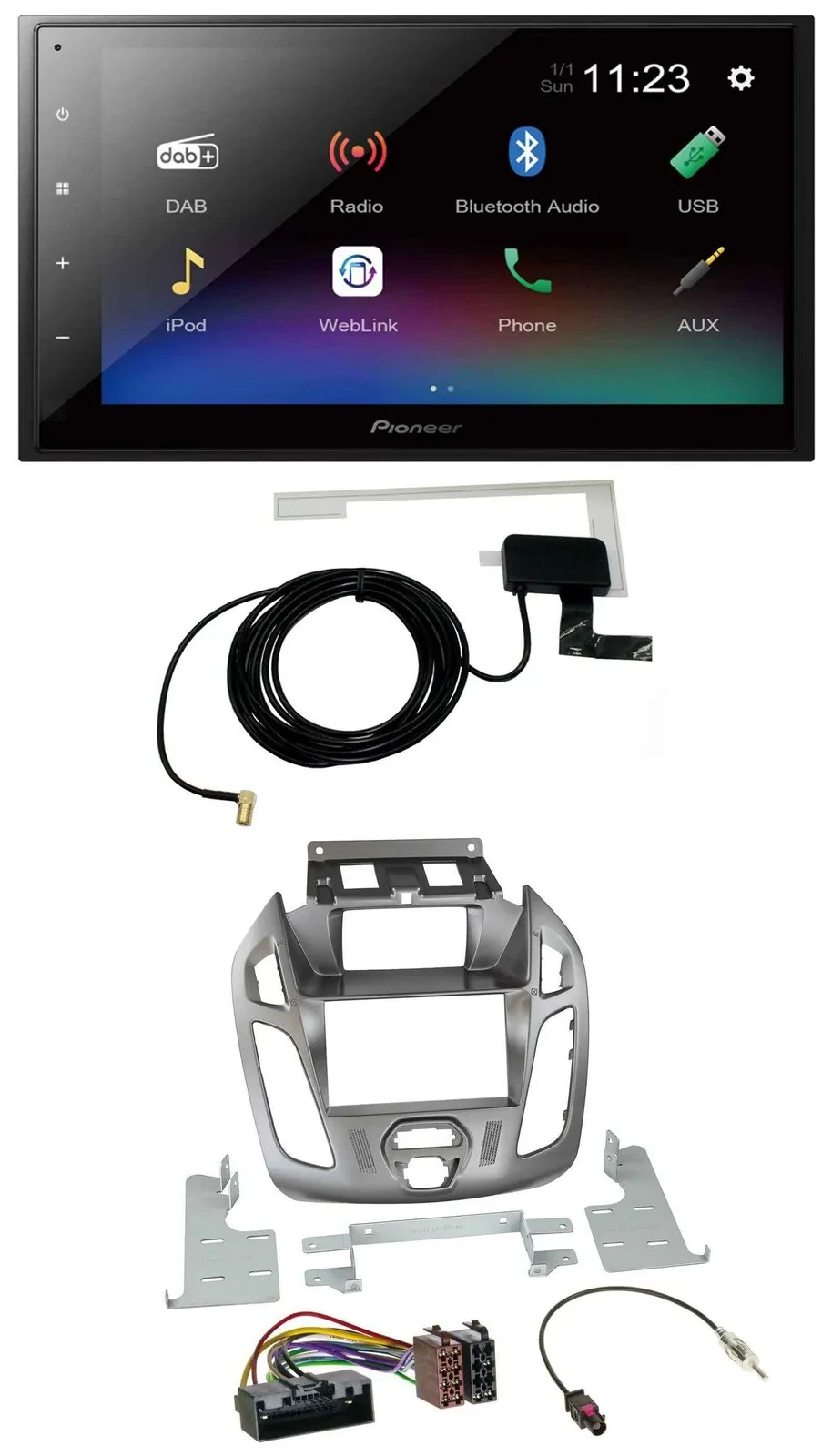 Pioneer DAB MP3 Bluetooth 2DIN USB Autoradio für Ford Transit 12-18 Display Conn