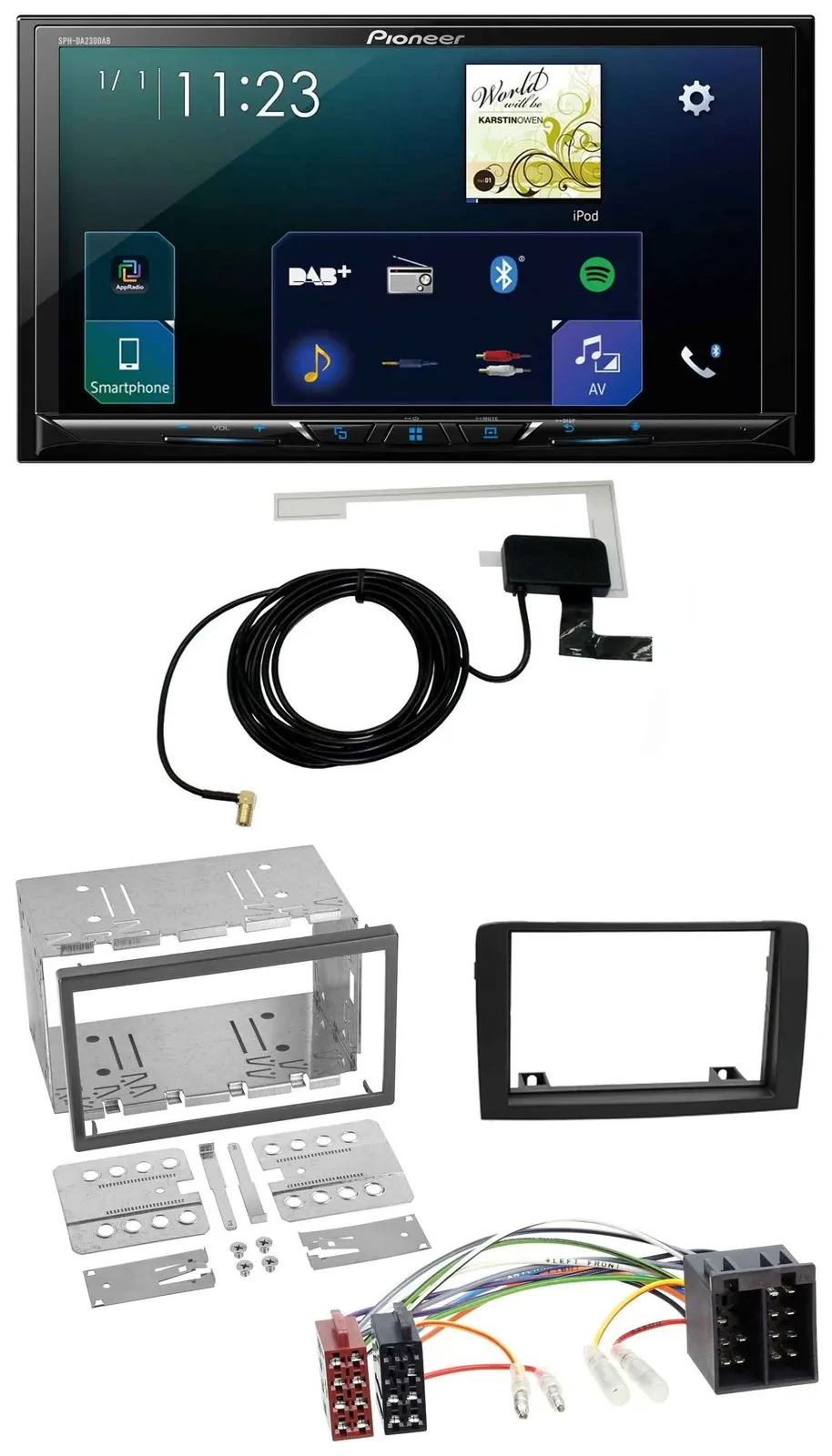 Pioneer 2DIN DAB USB MP3 Bluetooth Autoradio für Fiat Idea ab 05 schwarz