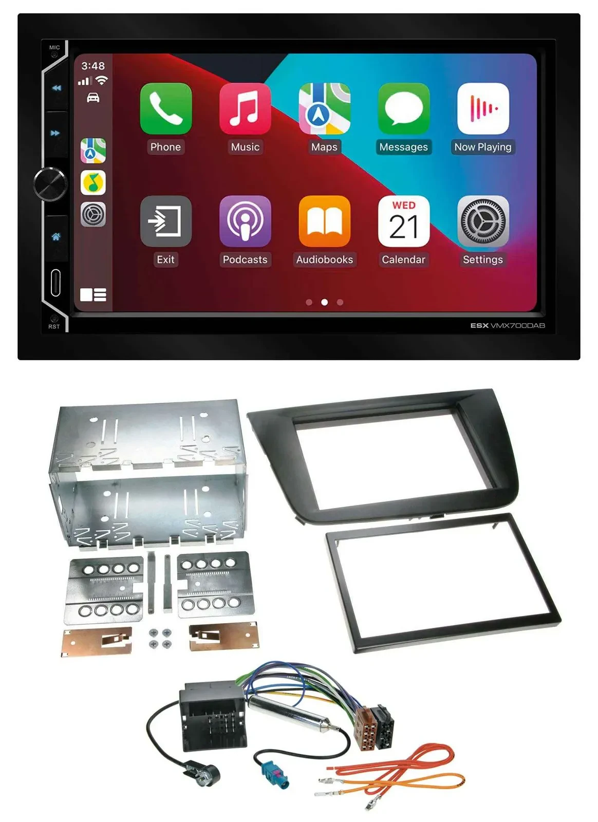 Автомагнитола ESX 2 DIN DAB, USB, MP3, Bluetooth для Seat Leon 2005–2009, черная