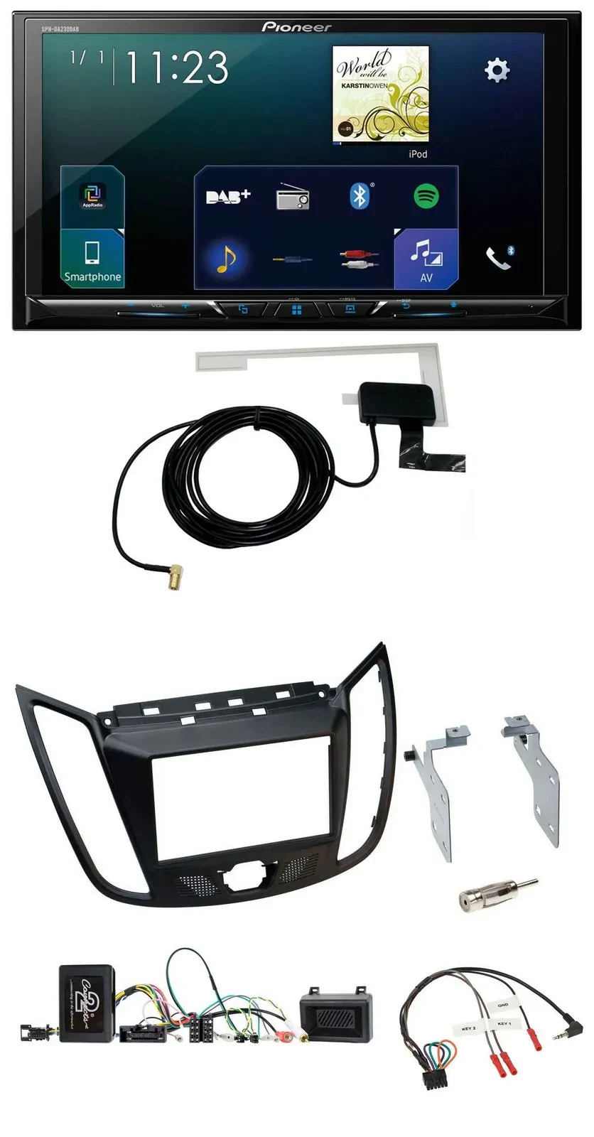 Автомагнитола Pioneer 2DIN DAB USB Bluetooth для Ford Kuga DM2 (с 2013), поддержка управления на руле