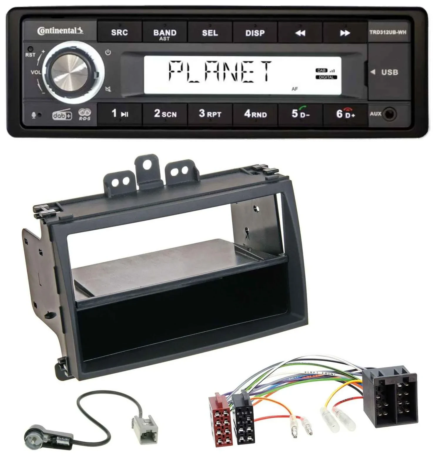 Continental USB 1DIN AUX DAB MP3 Autoradio für Hyundai i20 08-11 Rubber-Touch Ab