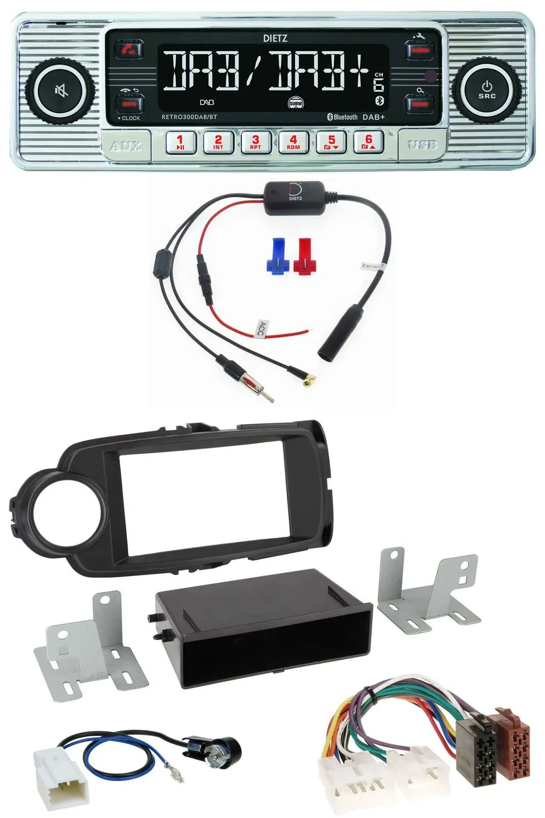 Dietz DAB USB MP3 Bluetooth Autoradio für Toyota Yaris (11-14) - schwarz
