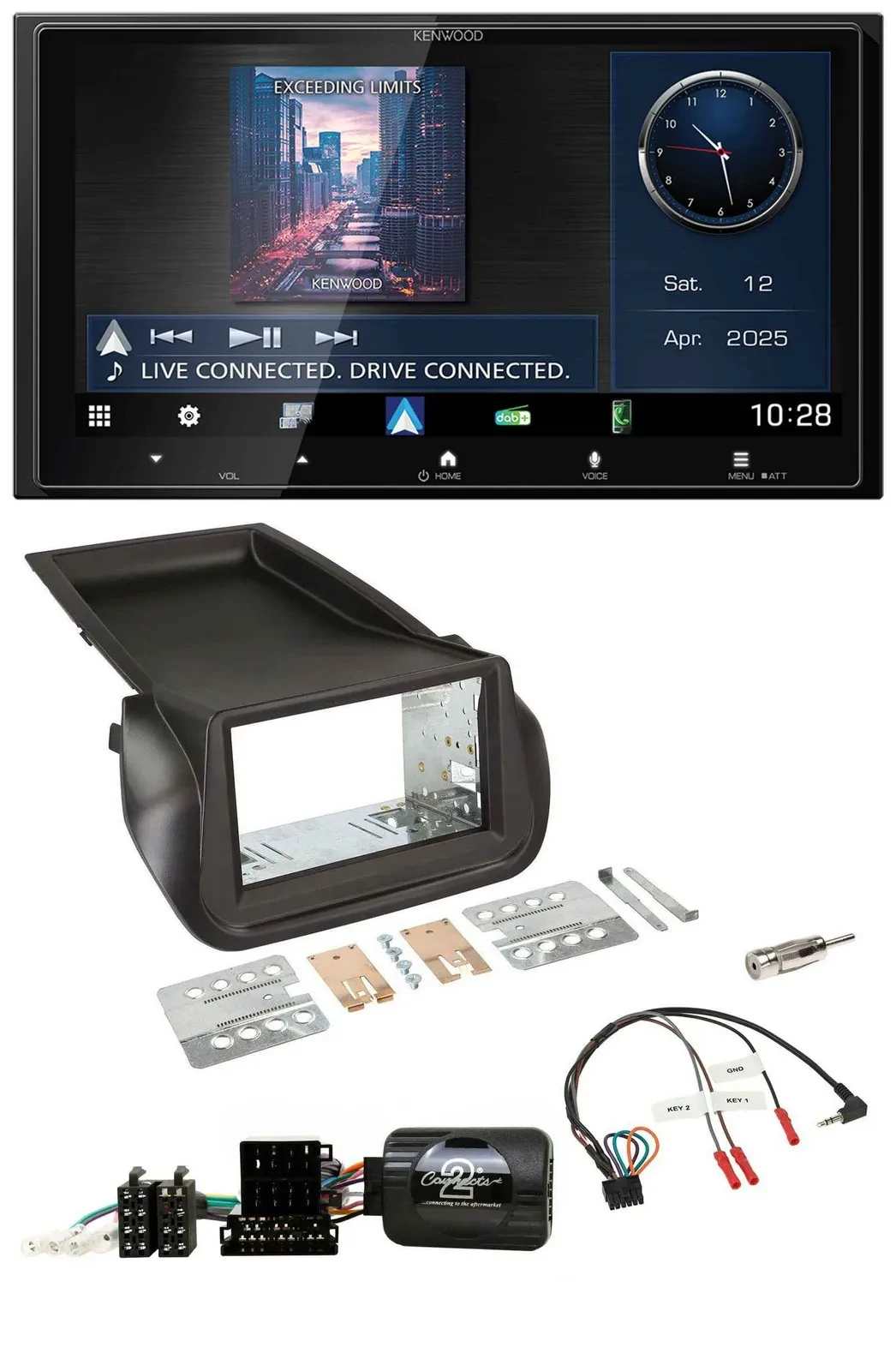 Kenwood Bluetooth 2DIN USB DAB Lenkrad Autoradio für Citroen Nemo Fiat Fiorino P