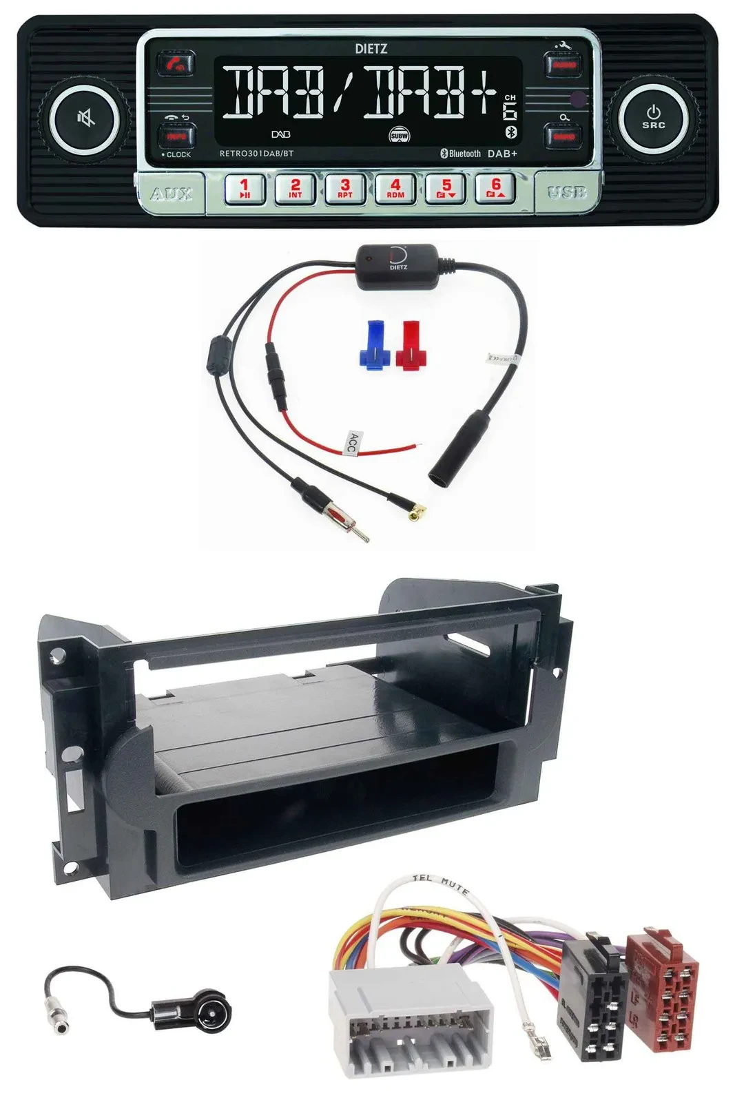 Dietz MP3 DAB Bluetooth USB Autoradio für Chrysler PT Cruiser 300C Dodge Jeep Co
