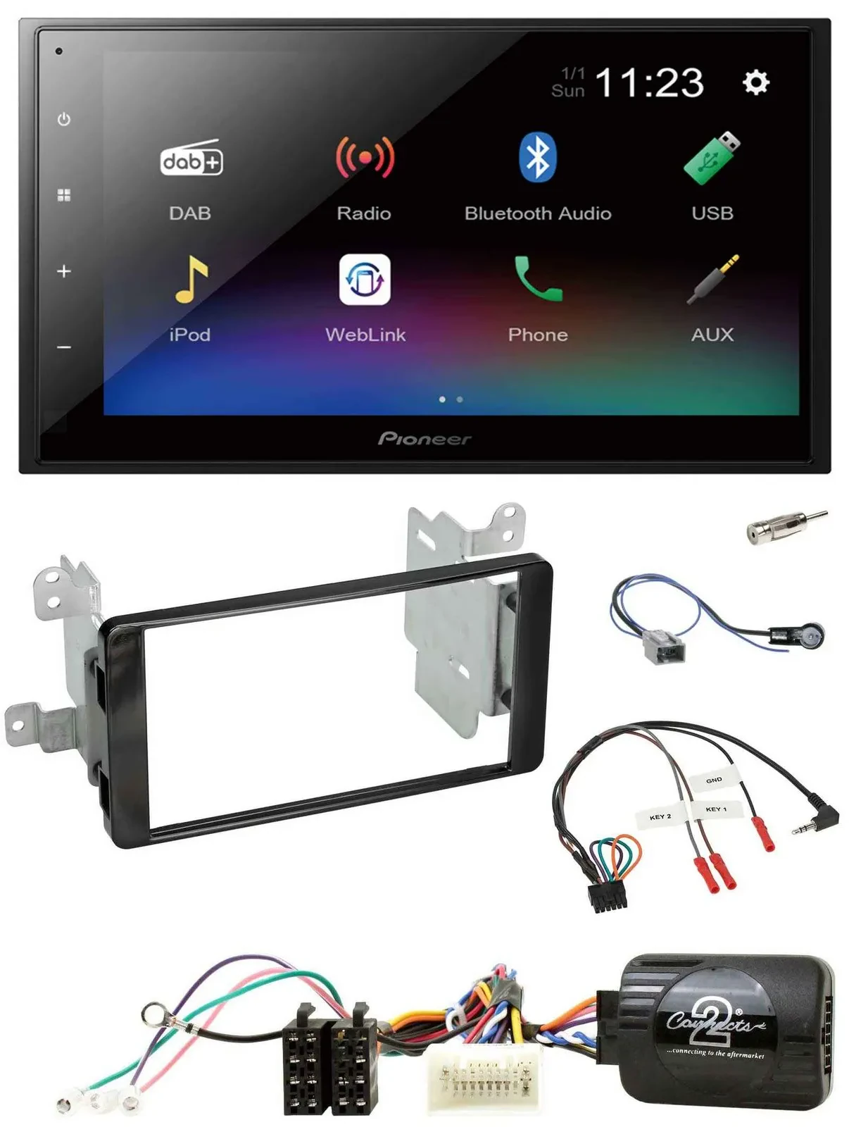Pioneer USB Bluetooth DAB 2DIN Lenkrad Autoradio für Mitsubishi ab 2012 Outlande