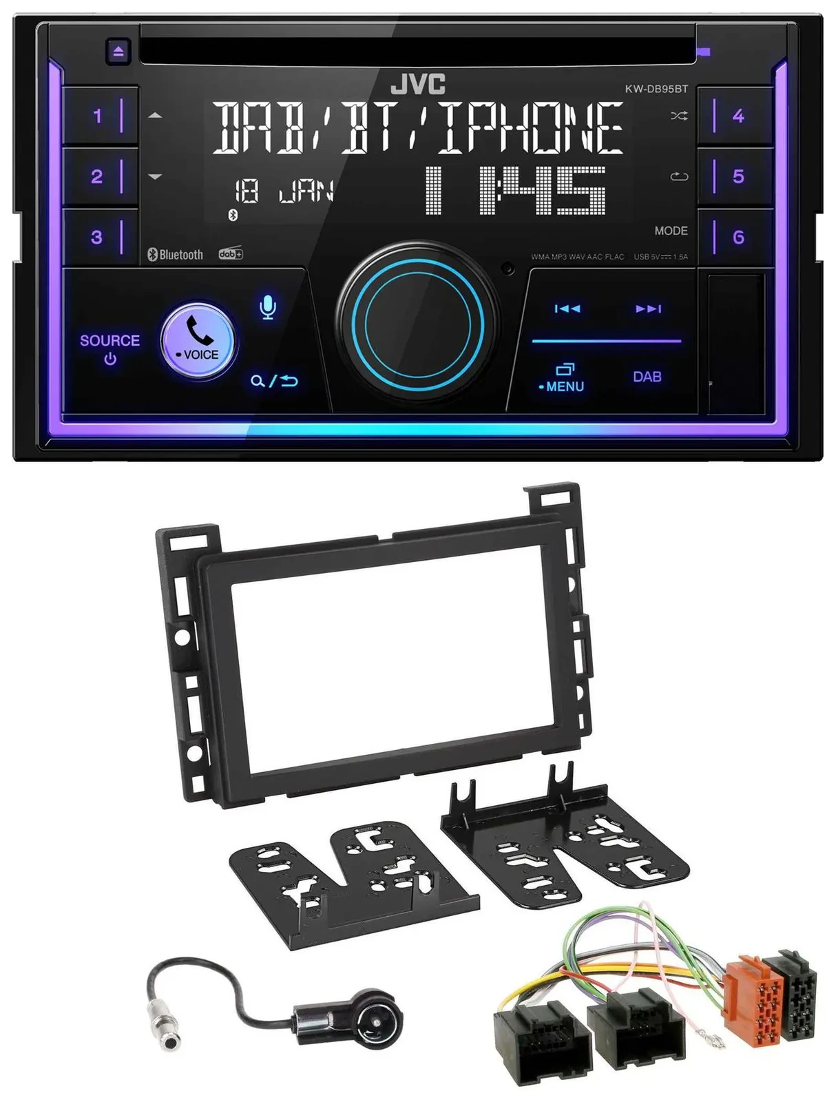 Автомагнитола для Chevrolet/Opel GT (2007–2009) JVC 2-DIN DAB Bluetooth CD USB MP3