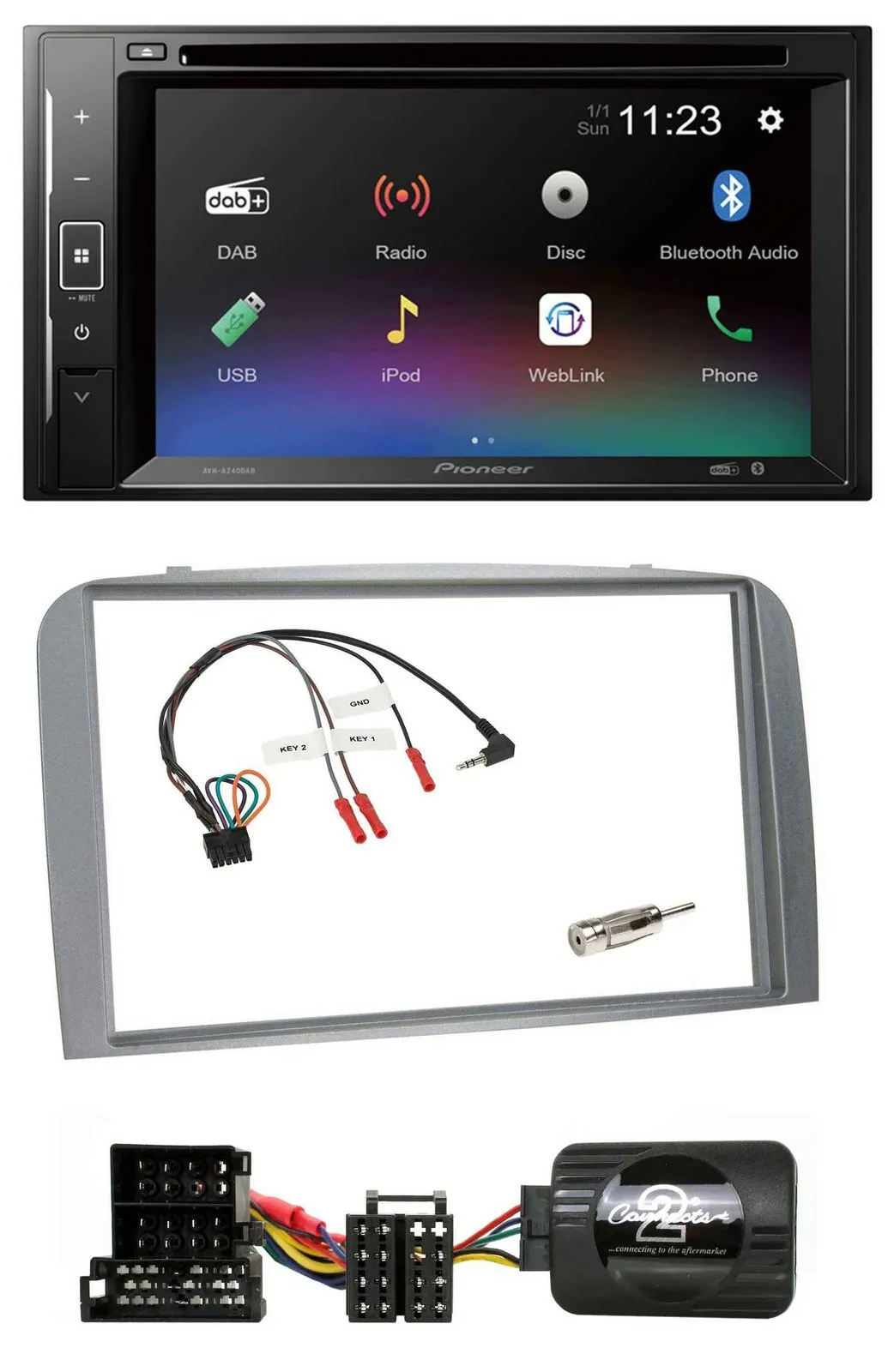 Pioneer Bluetooth Lenkrad USB 2DIN DAB DVD Autoradio für Alfa Romeo 147 GT 04-10