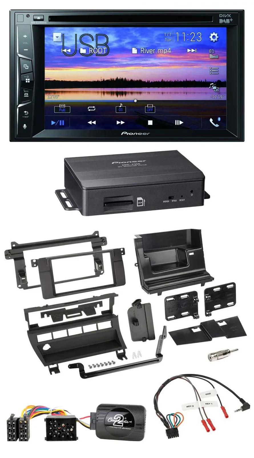 Pioneer 2DIN TMC DAB Lenkrad USB Bluetooth Navigation für BMW 3er 1999-2006 5 Sc