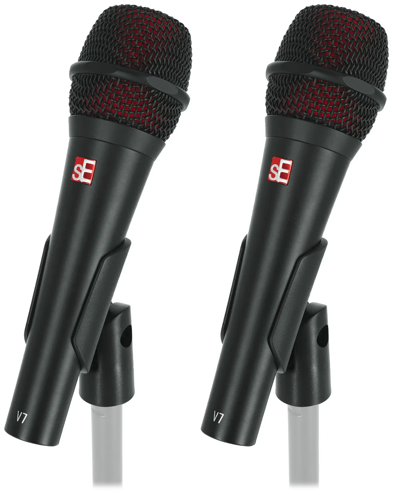 2) Se Electronics V7 Black Metal Handheld Dynamic Microphones Supercardioid Mics