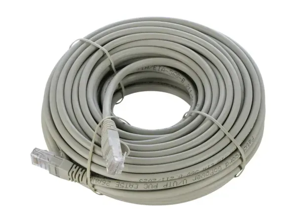 00-00027477 Патч-корд RJ-45 (m)-RJ-45 (m) 20.0м кат.5е ПВХ 26AWG, серый, в пакете, GoPower