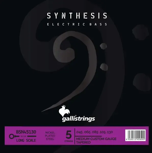 Струны для 5-струнной бас-гитары Galli Strings BSN45130 Synthesis Medium Custom 45-130