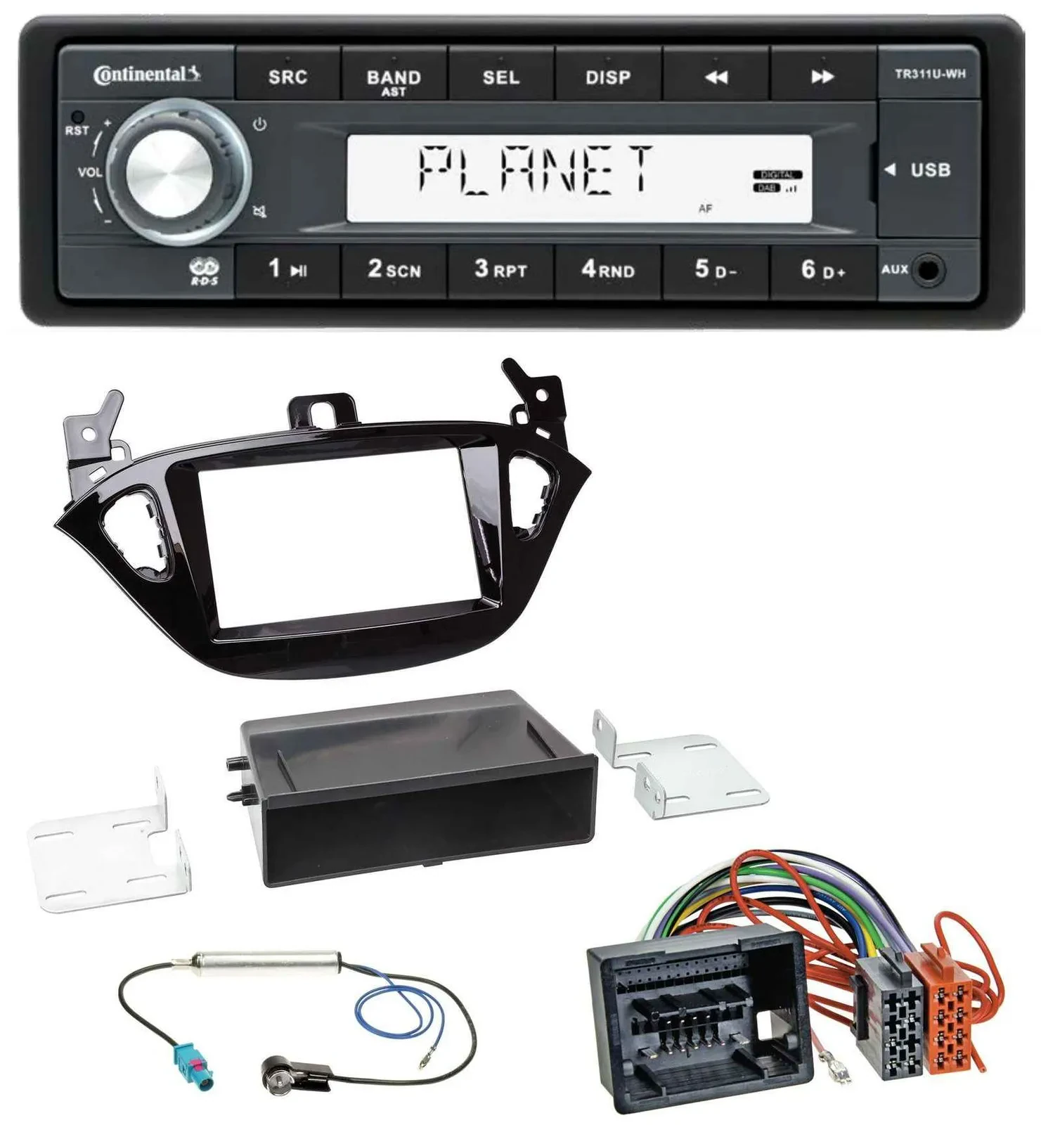 Автомагнитола Continental 1-DIN USB MP3 AUX для Opel Adam (с 2013) и Corsa E (с 2015)
