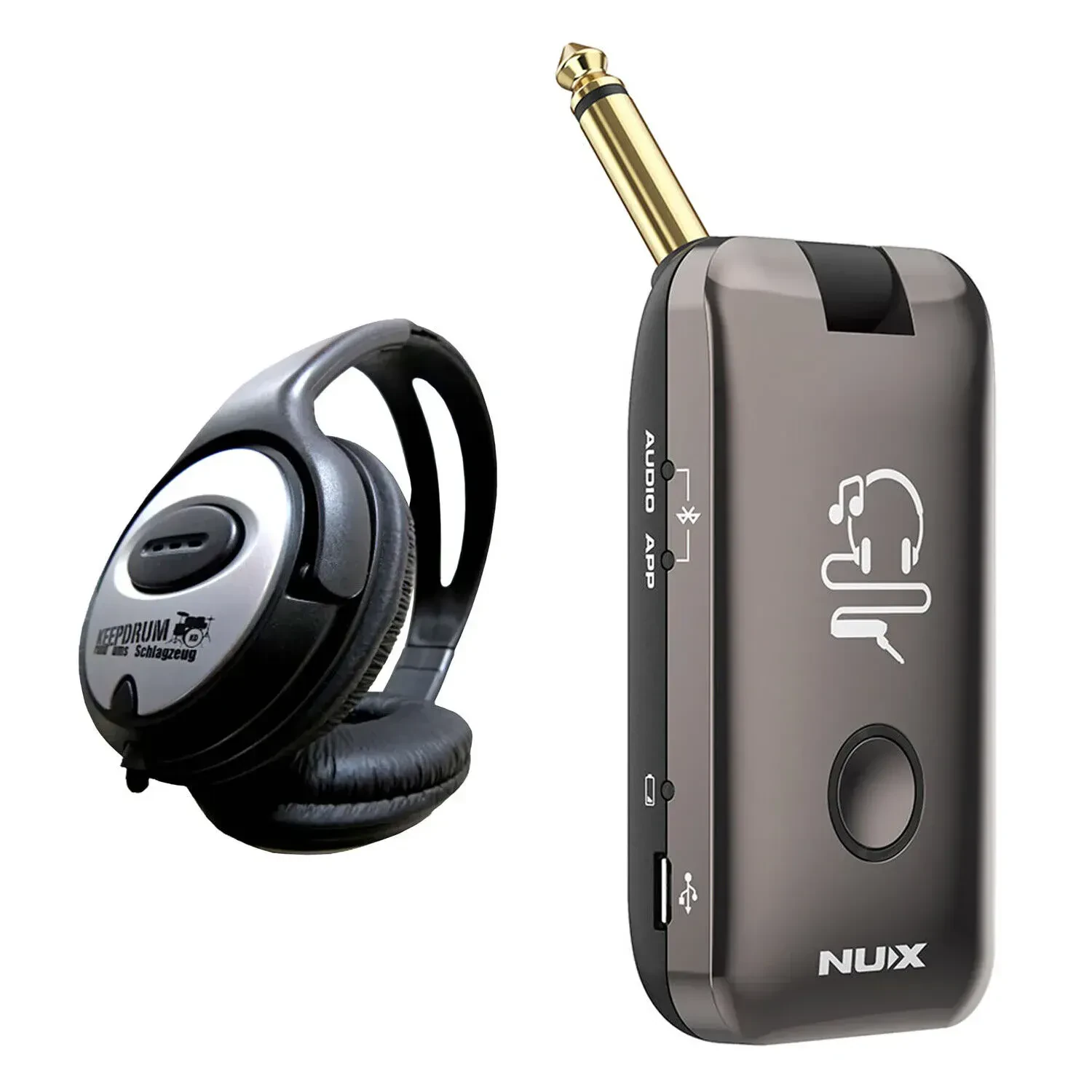Гитарный усилитель для наушников для гитары и баса NUX Mighty Plug MP-2 с Bluetooth (набор, с наушниками keepdrum)