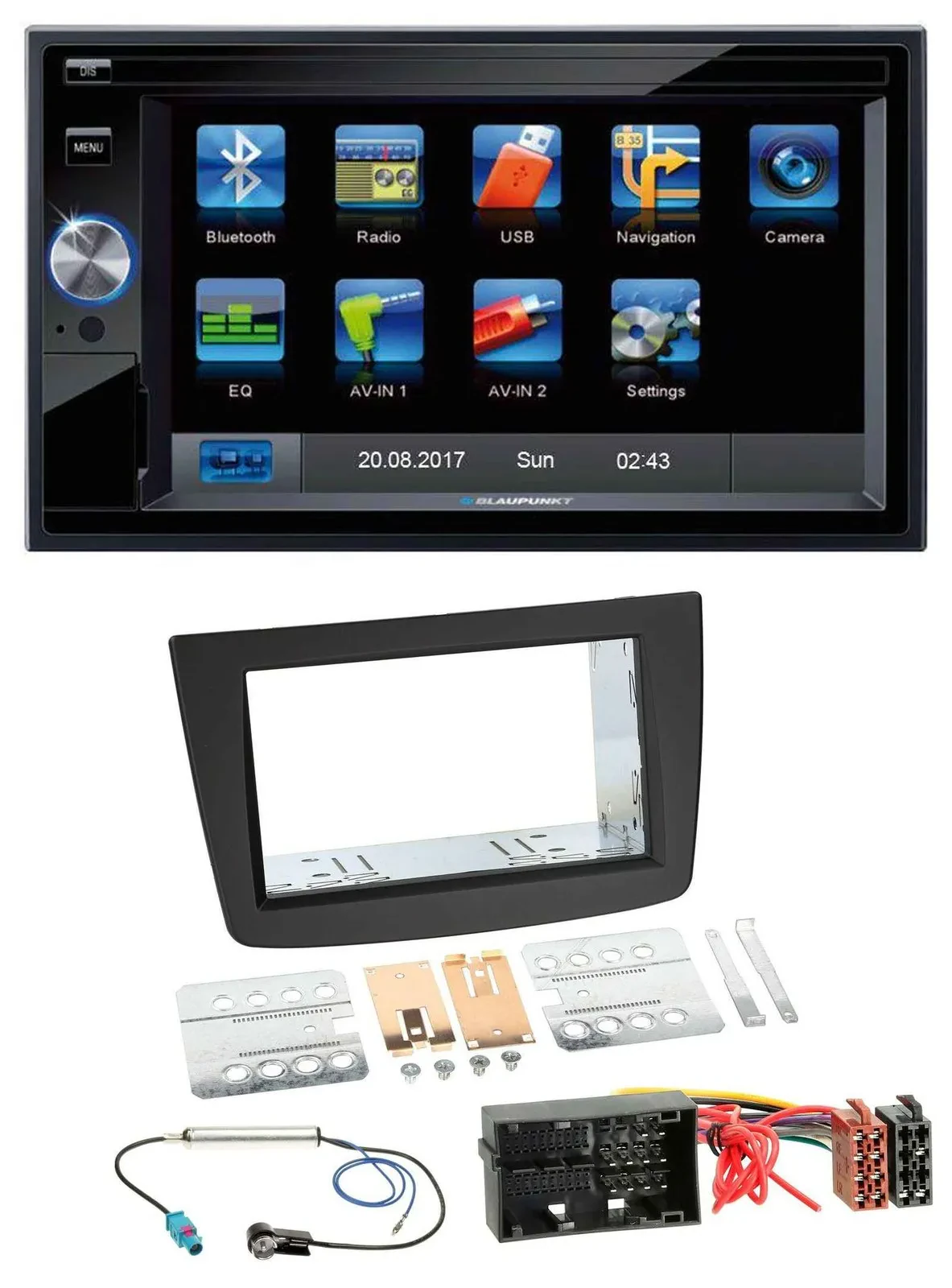 Blaupunkt SD Bluetooth 2DIN MP3 USB AUX Autoradio für Alfa Romeo Mito 955 ab 14