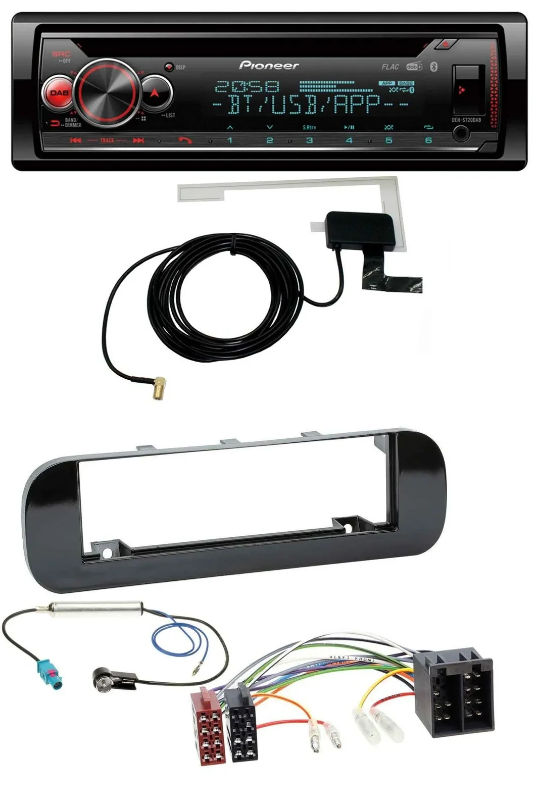 Pioneer DAB CD MP3 USB Bluetooth Autoradio für Fiat Panda (ab 2012) - glänzend