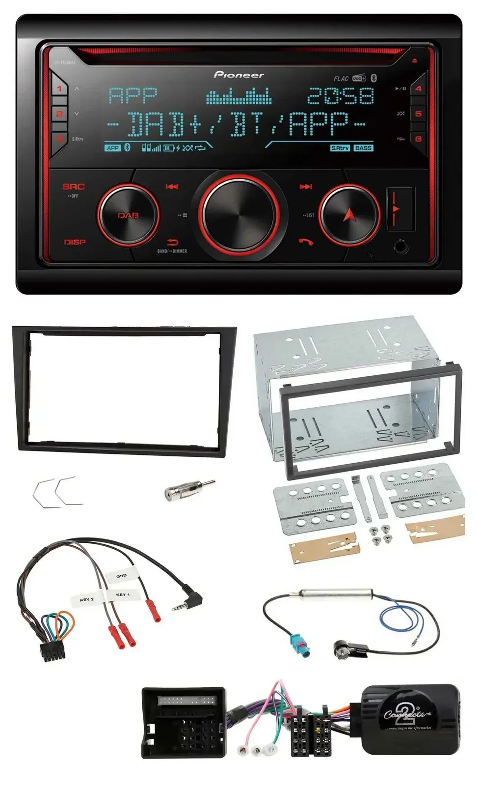 Автомагнитола Pioneer 2-DIN, DAB, Bluetooth, USB, CD, для Opel Corsa D (2006–2008)