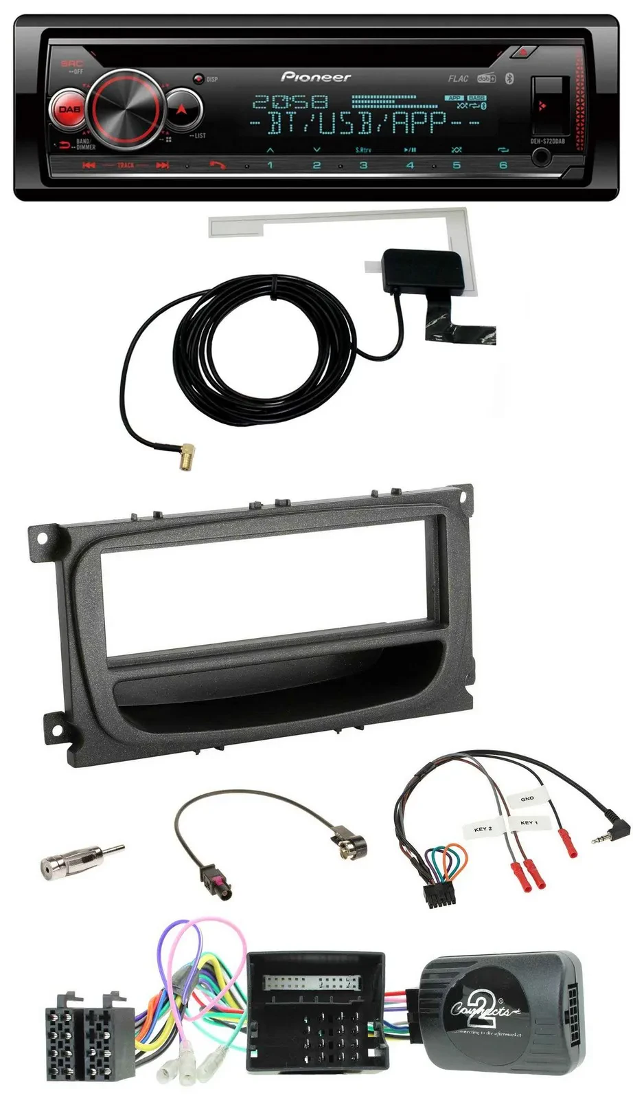 Автомагнитола Pioneer DAB CD USB Bluetooth для Ford Mondeo/S-Max 2007–2014, поддержка кнопок на руле, CAN