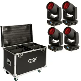 Движущаяся голова lightmaXX 100W (набор, 4 шт.) с туровым кейсом, электронным диммером, призмой и фрост-фильтром