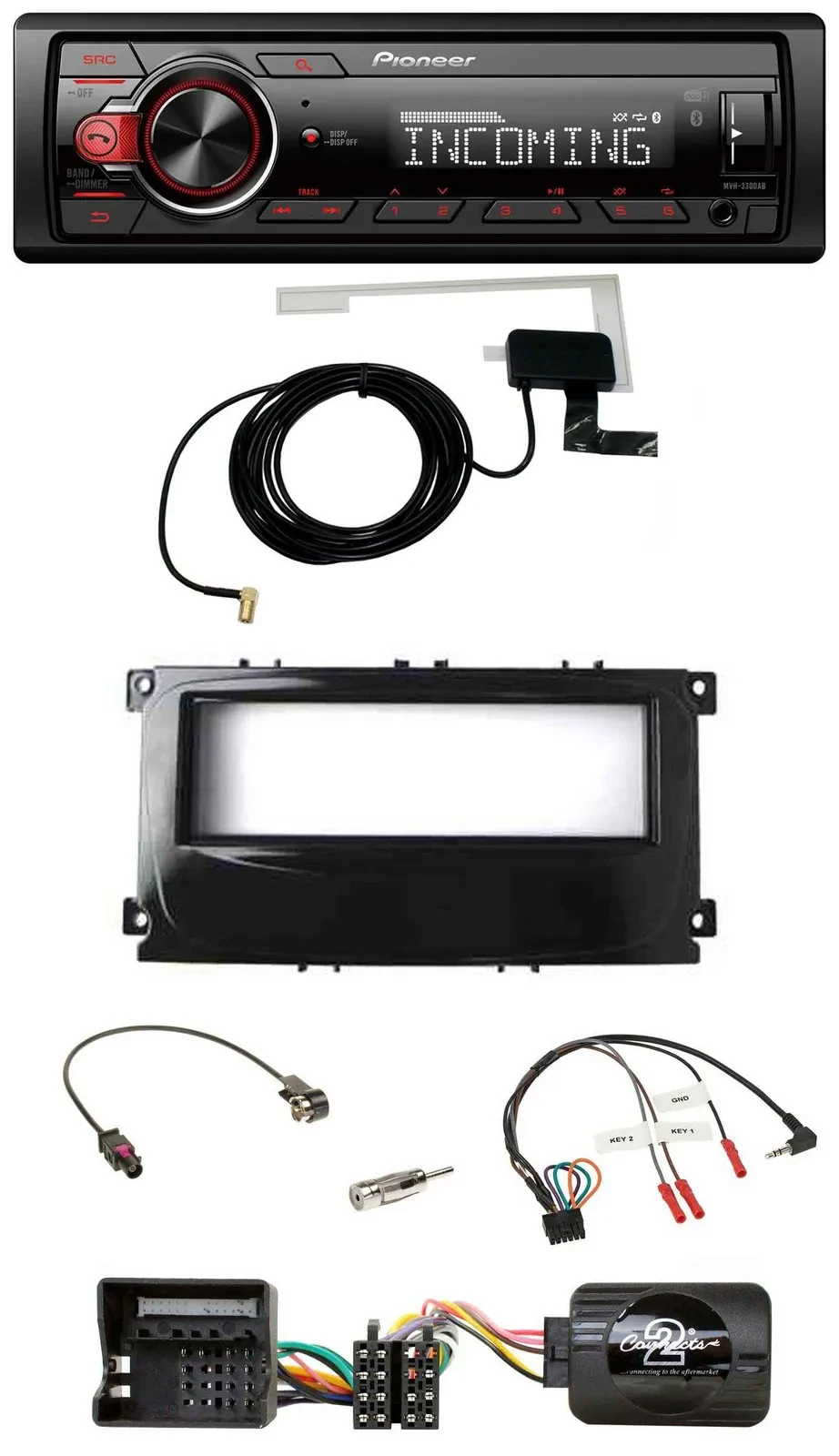 Pioneer USB Lenkrad DAB Bluetooth Autoradio für Ford Focus ab 07 Galaxy C-Max sc