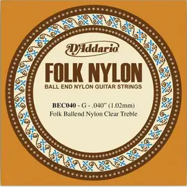 Струна одиночная D'Addario BEC040 Folk Nylon 040