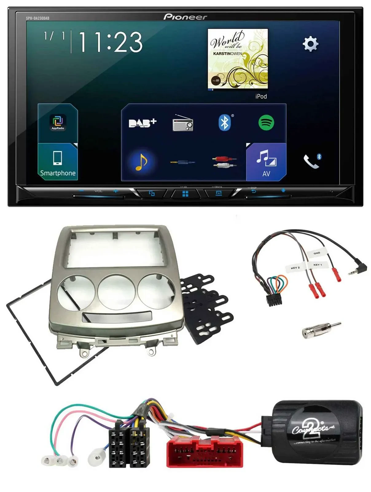 Pioneer Lenkrad Bluetooth USB 2DIN DAB Autoradio für Mazda 5 CR 2005-2010 silber
