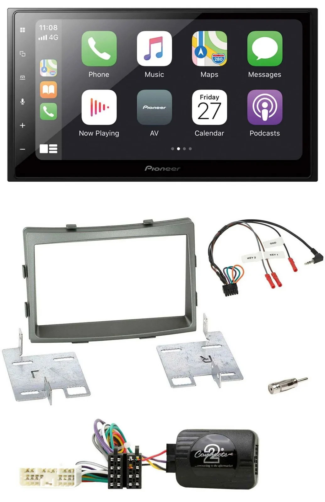 Pioneer Lenkrad Bluetooth DAB 2DIN USB Autoradio für SSangYong Rodius ab 2013