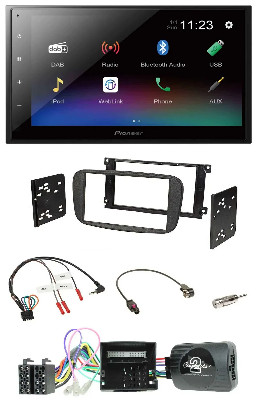 Pioneer USB Bluetooth DAB 2DIN Lenkrad Autoradio für Ford Focus C-Max Galaxy ab