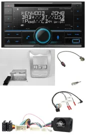 Kenwood CD 2DIN DAB USB Lenkrad Bluetooth Autoradio für Dacia ab 2012 hellsilber