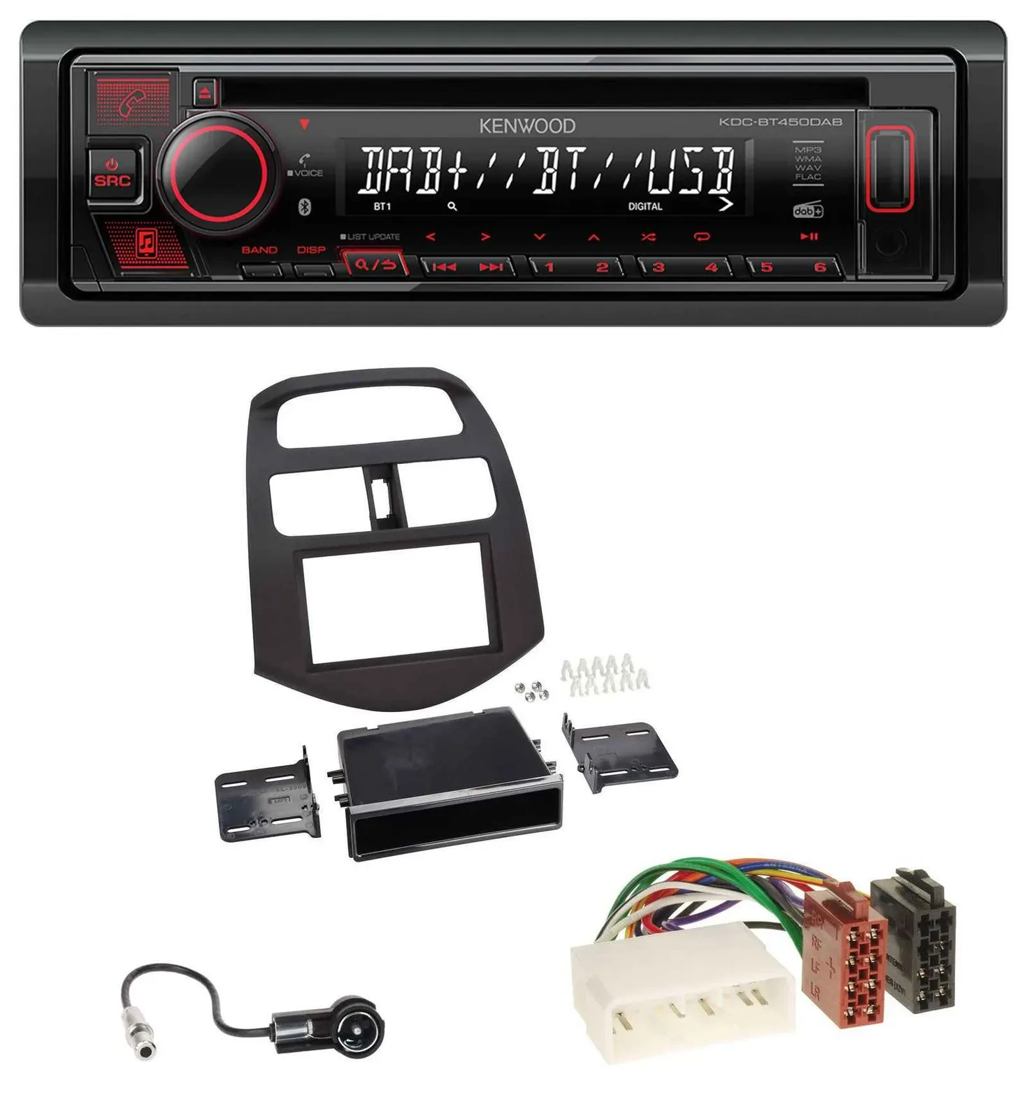 Kenwood MP3 CD USB Bluetooth DAB Autoradio für Chevrolet Spark (KLM 2012-2013)