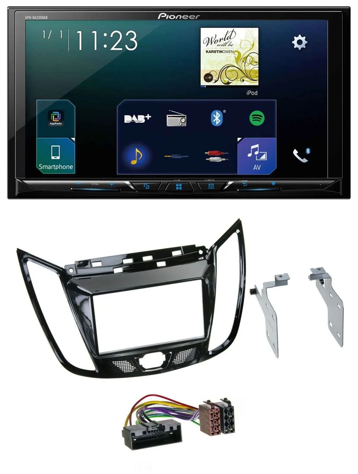 Pioneer MP3 Bluetooth USB 2DIN DAB Autoradio für Ford C-Max Kuga Klavierlack sch