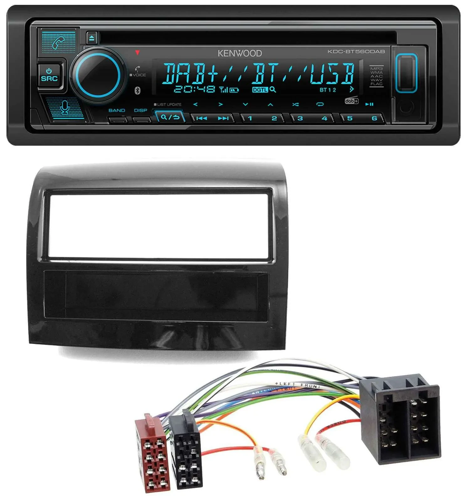 Kenwood Bluetooth DAB CD MP3 USB Autoradio für Fiat Ducato 2011-2021 piano schwa