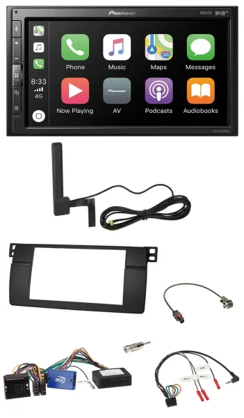Pioneer USB 2DIN Bluetooth DAB Lenkrad Autoradio für BMW 3er 2002-2006 E46 schwa