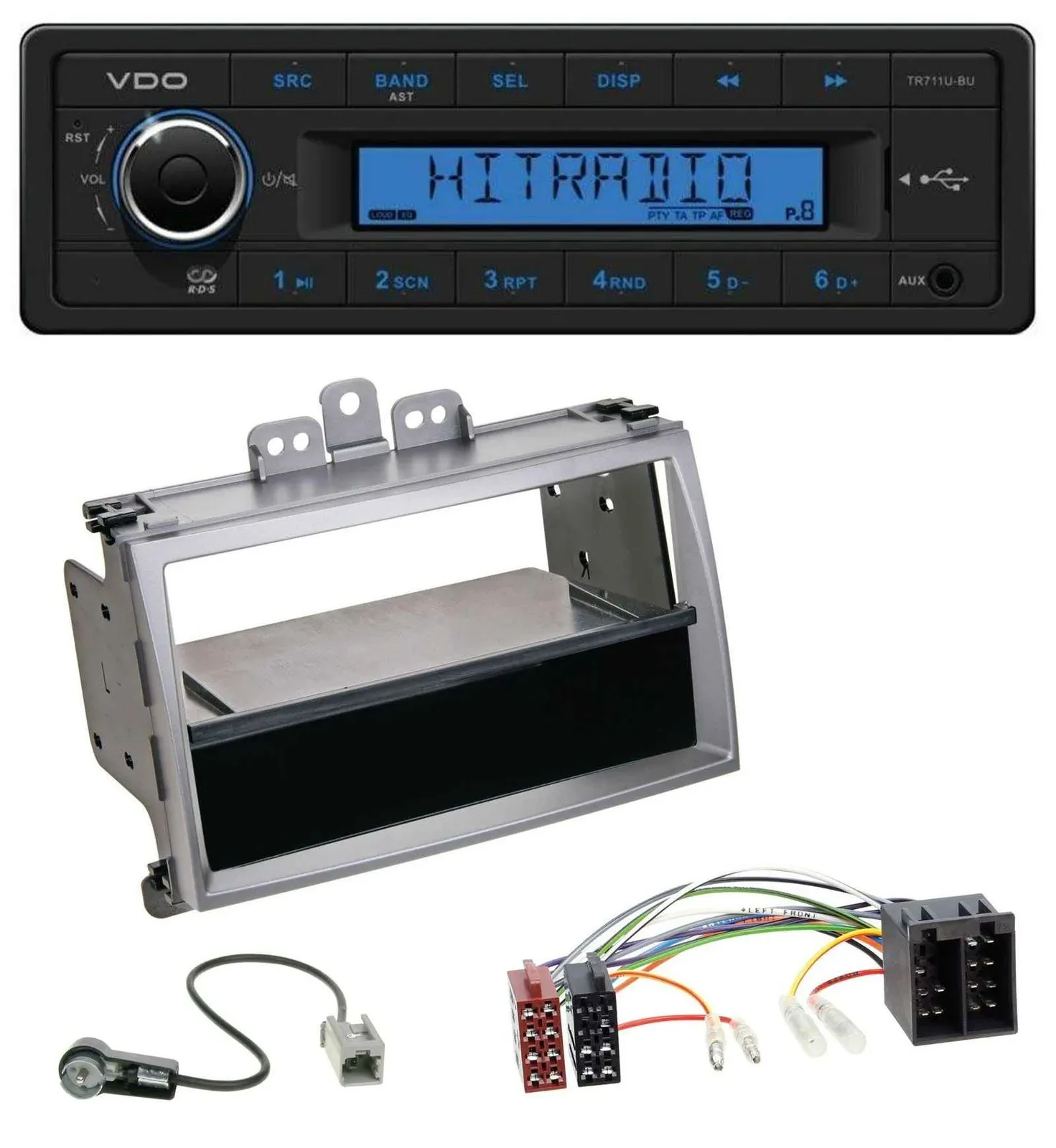 VDO AUX 1DIN MP3 USB Autoradio für Hyundai i20 (08-11) Ablagefach