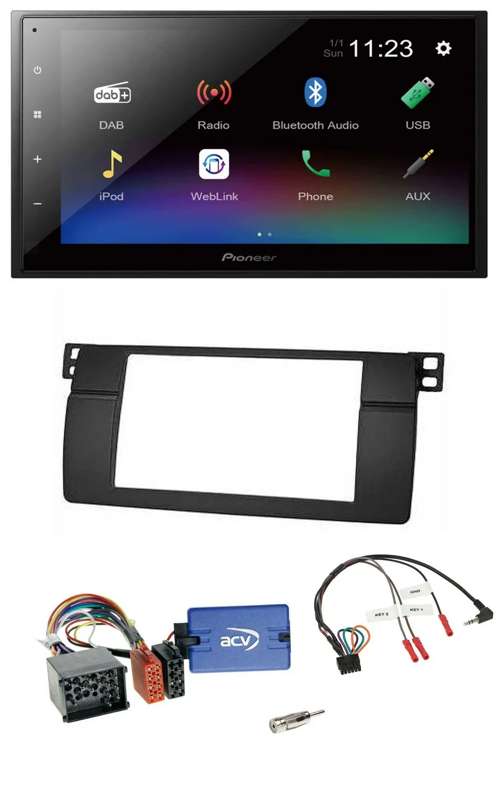 Pioneer USB Bluetooth DAB 2DIN Lenkrad Autoradio für BMW 3er E46 00-06 Profi
