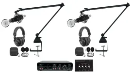 Rockville R-TRACK 2x2 2-Person Podcast Kit w/ RCM03 Microphone+Boom+Headphones