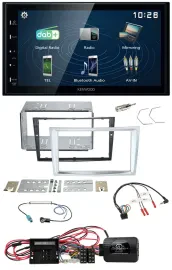 Автомагнитола Kenwood 2-DIN Bluetooth USB DAB для Opel Corsa D (матовый хром, с 2009 г.)