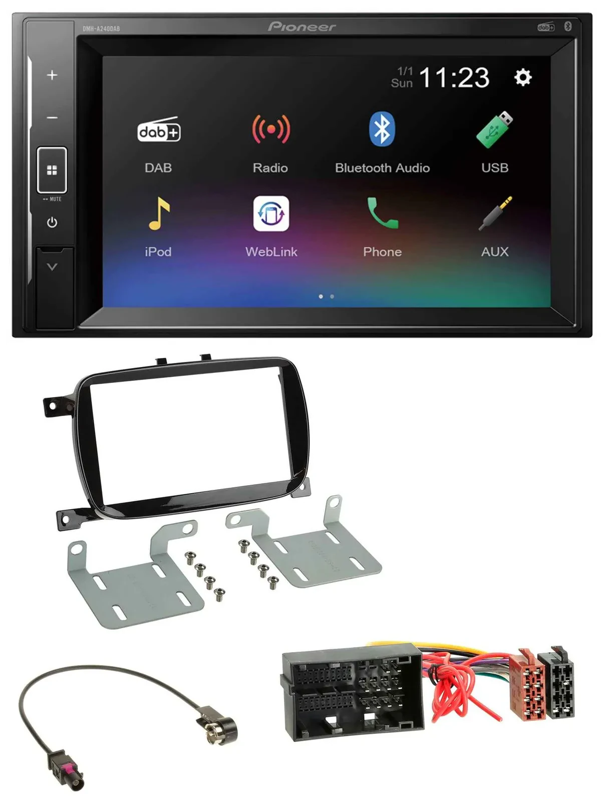 Pioneer DAB MP3 2DIN Bluetooth USB Autoradio für Fiat 500X ab 2016 klavierlack s