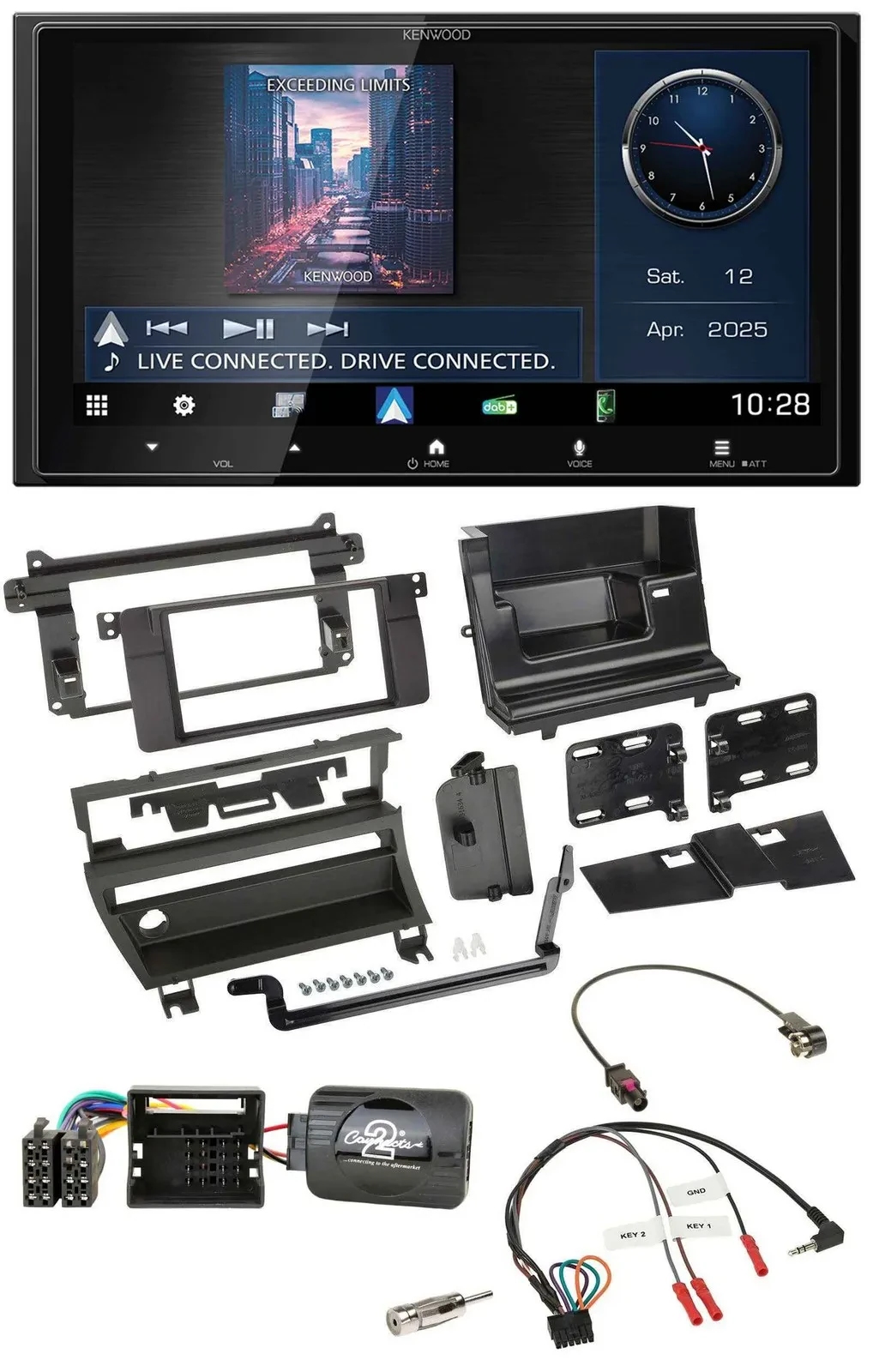 Kenwood Bluetooth 2DIN USB DAB Lenkrad Autoradio für BMW 3-er E46 2001-2006 1 Sc