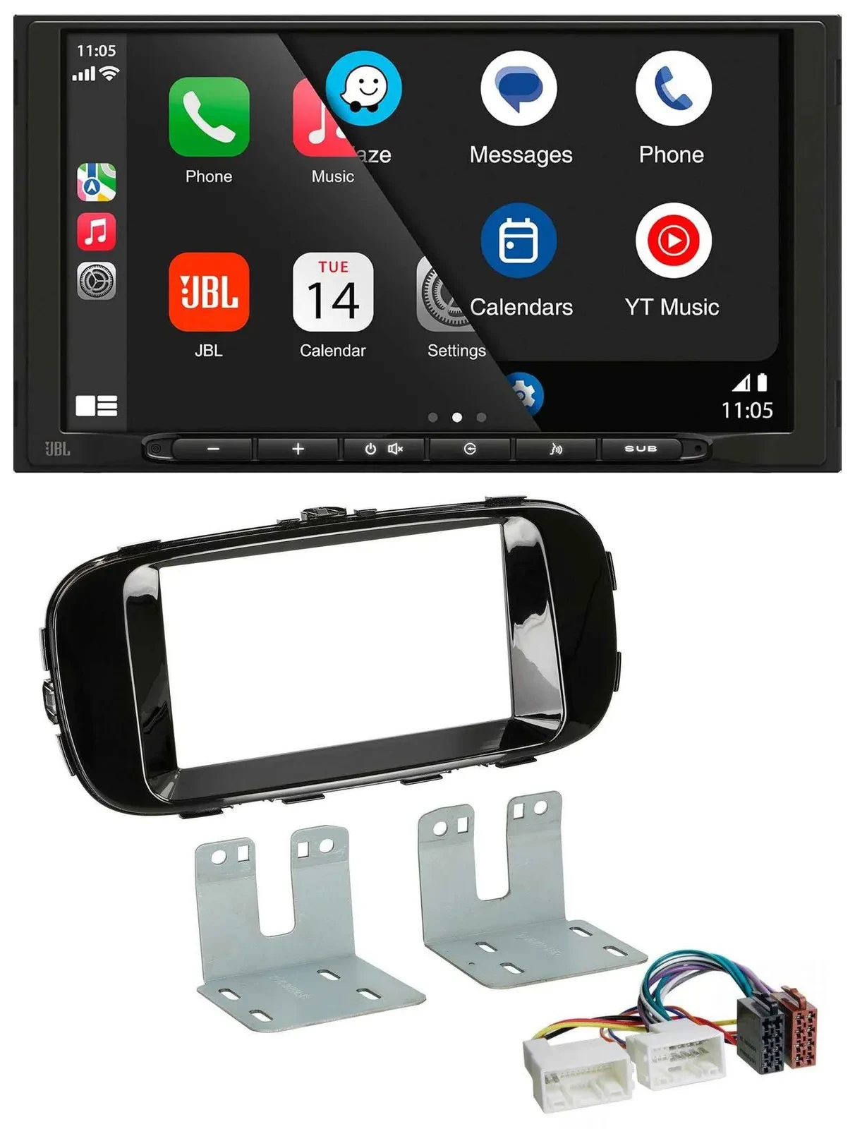 JBL USB 2DIN MP3 Bluetooth AUX Autoradio für Kia Soul PS ab 14 piano-schwarz