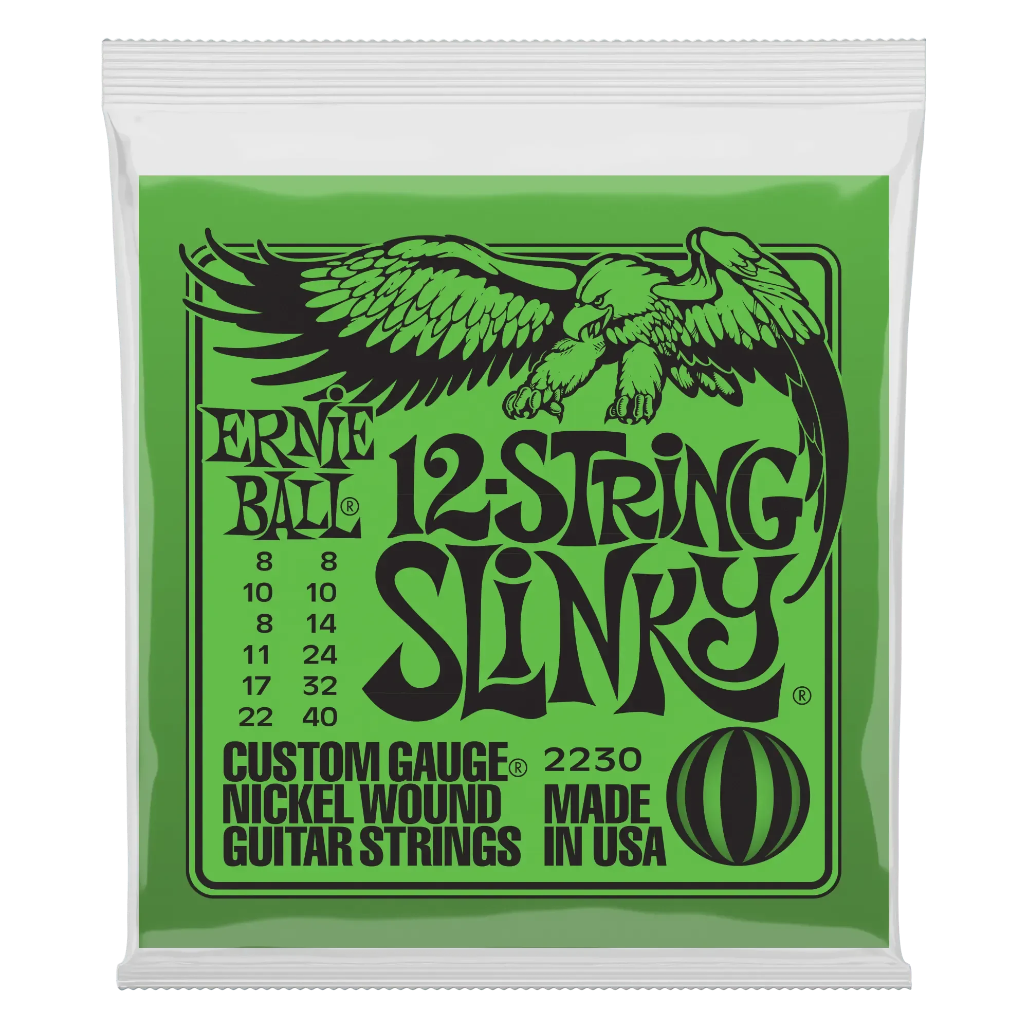 Струны для 12-струнной электрогитары Ernie Ball 2230 Nickel Wound Slinky 12 8-40