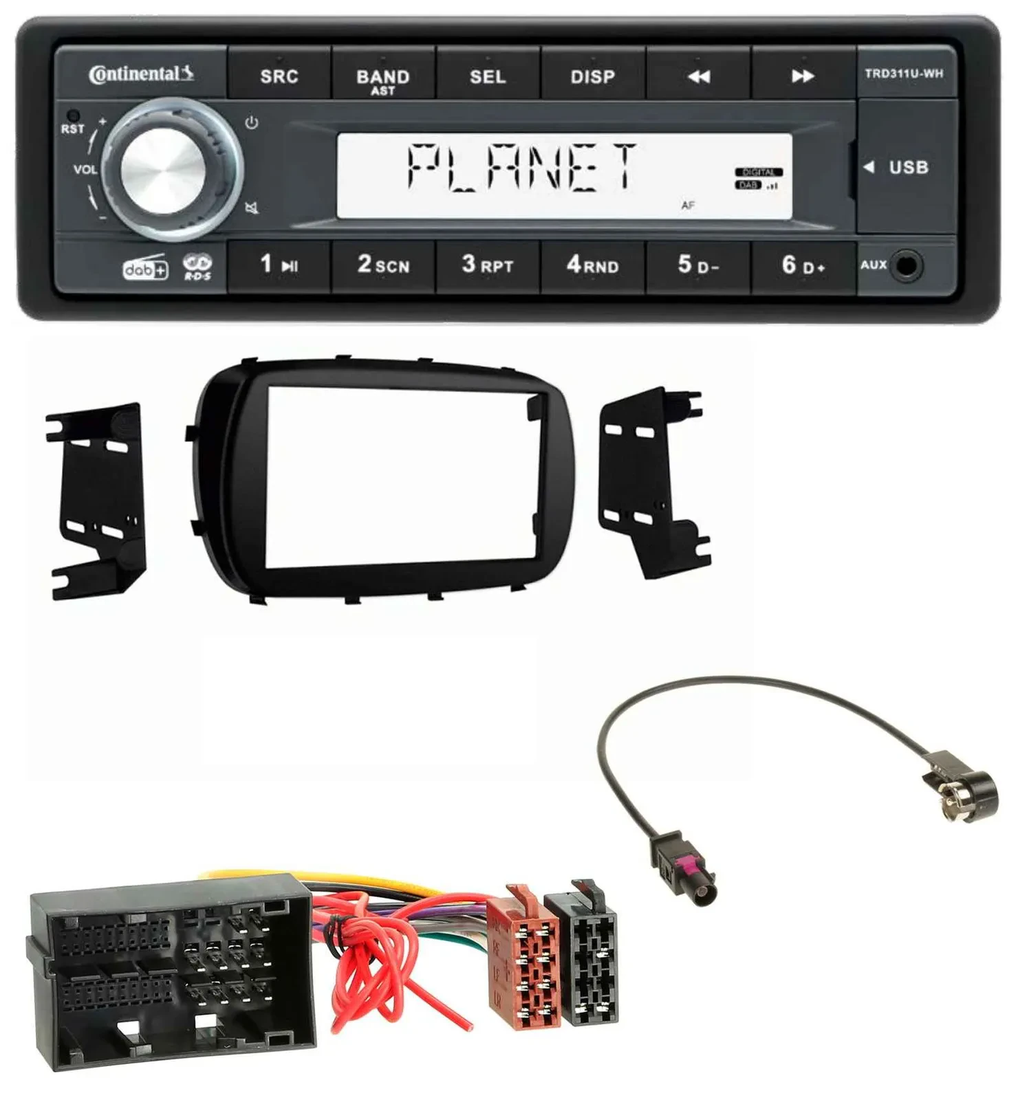 Continental MP3 AUX USB DAB 1DIN Autoradio für Fiat 500X (ab 2015)