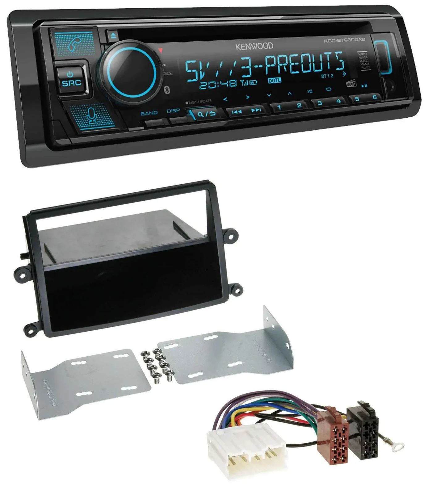 Kenwood Bluetooth USB CD MP3 DAB Autoradio für Mitsubishi L200 (KAOT, ab 2006)