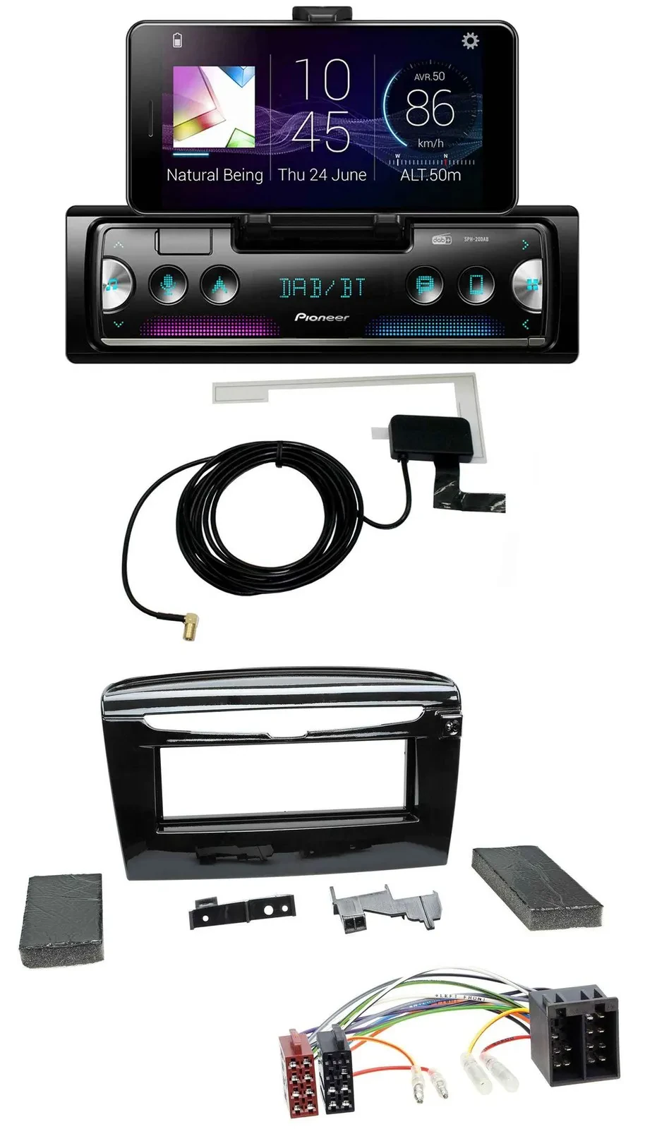 Автомагнитола для Lancia Y (с 2012) Pioneer DAB, Bluetooth, MP3, USB черный, глянец