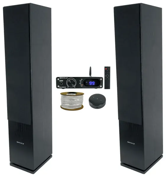 2) Rockville RockTower 64B Home Audio Tower Speakers+Bluetooth Amp+Wifi Receiver